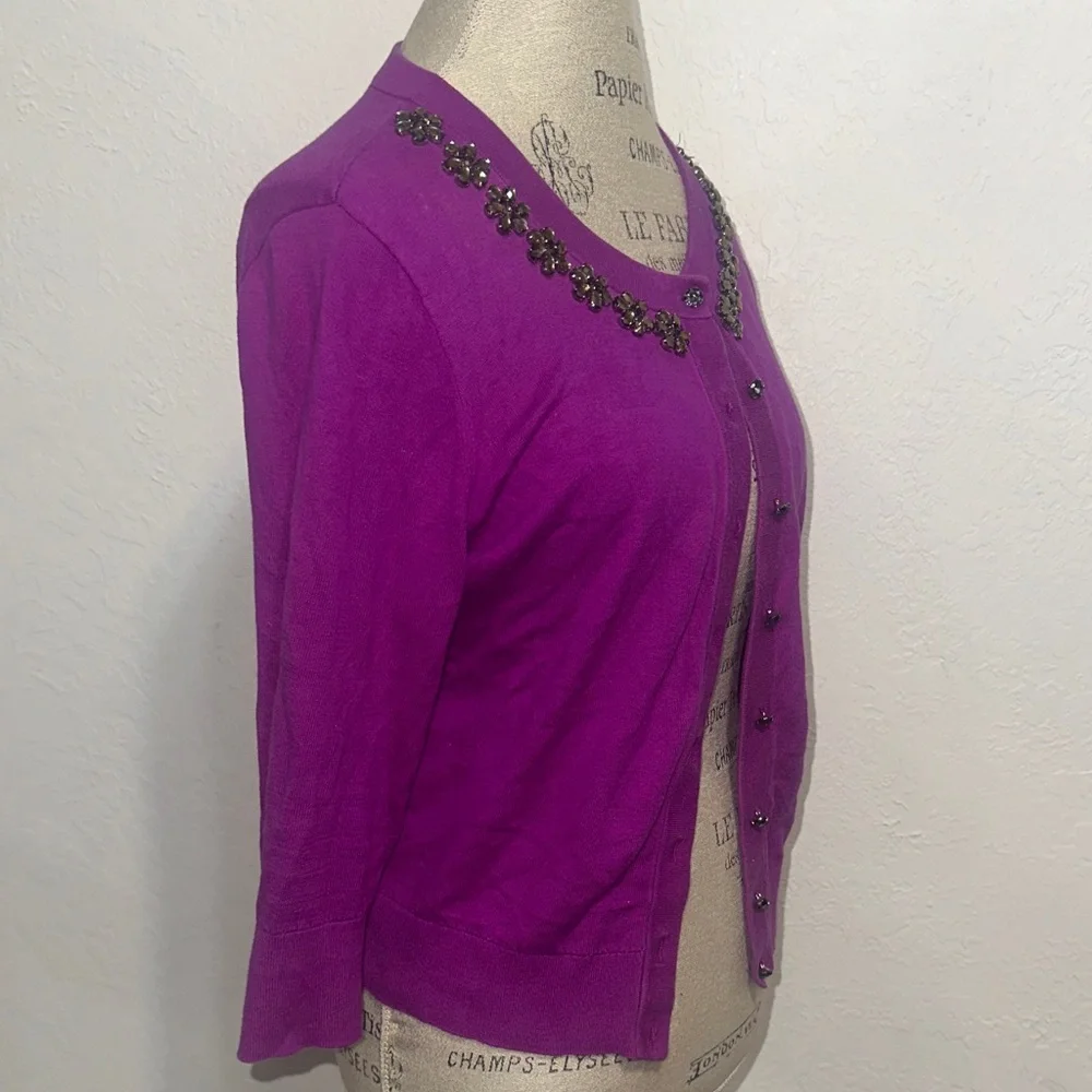 Purple‎ Pink Cardigan with Embellished Bling Collar